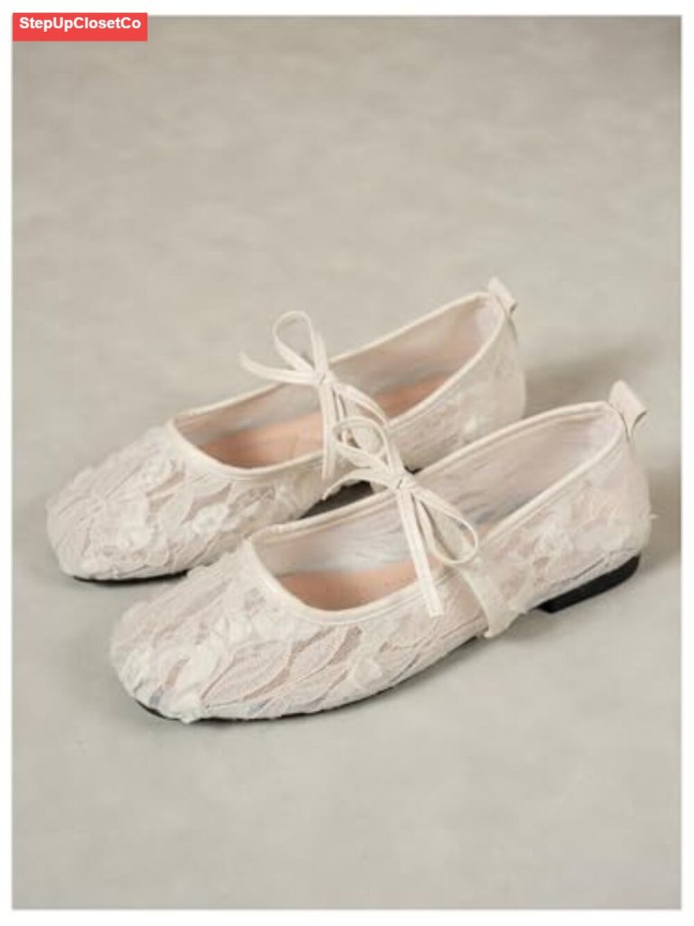 Lace Mesh Ballet Flats Women Dressy Slip On Bow Flats - Picture 3 of 4